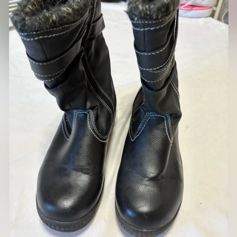 Black Faux Fur Lined Boots - Picture 1 of 6